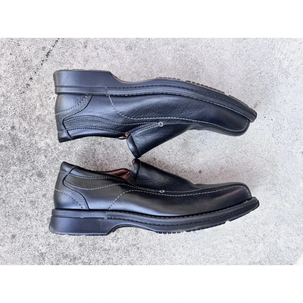 Rockport Men's‎ Loafers 13 Black Pebbled Leather Slip On Comfort Shock Absorbing